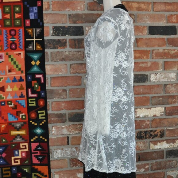 Calla Blanche Ivory White Sheer Lace Robe, Bell Sleeves. New with tags. M - Picture 5 of 10